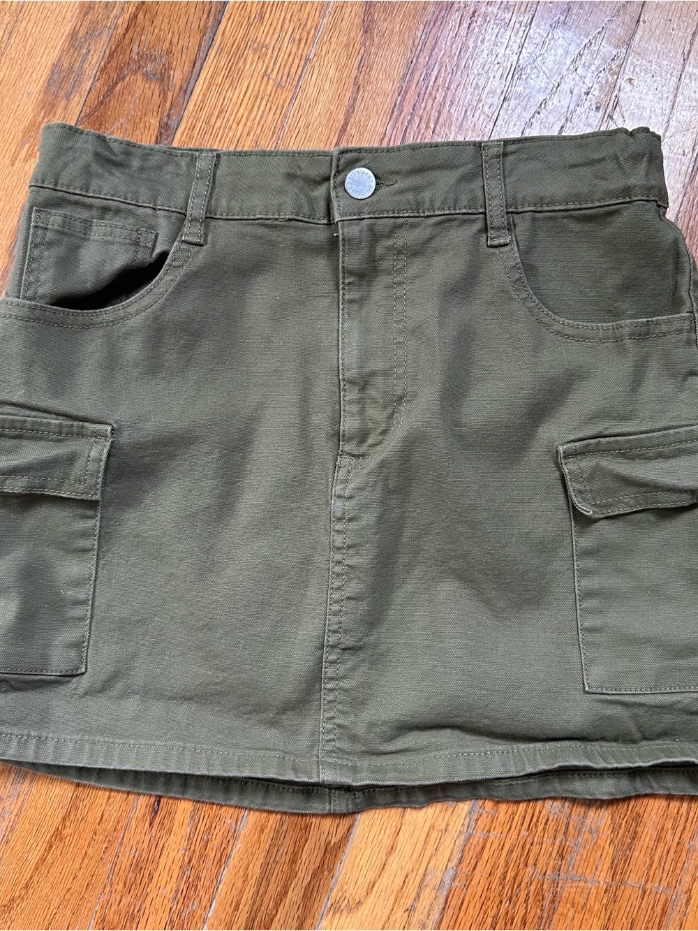 Olive Green Cargo Pocket Mini Skirt Art Class